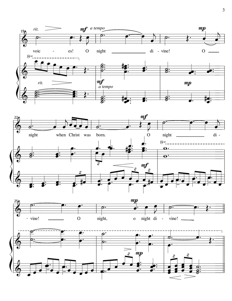 O Holy Night - voice and piano, high voice in C Piano, Vocal scores gallery preview page 3
