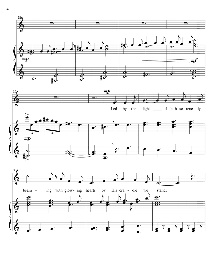 O Holy Night - voice and piano, high voice in C Piano, Vocal scores gallery preview page 4