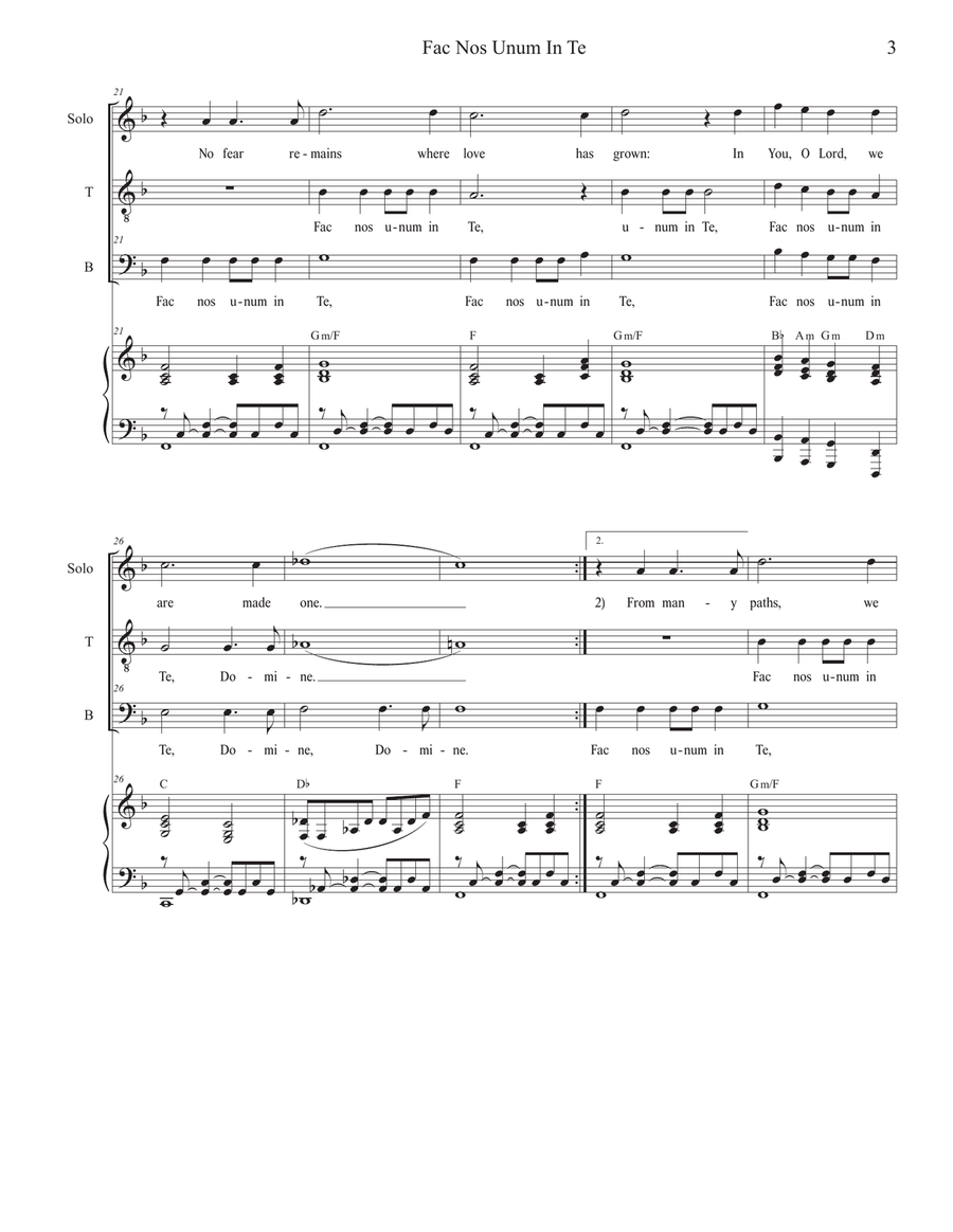 Fac Nos Unum In Te (Vocal solo with 2-part choir - (TB) TB scores gallery preview page 3