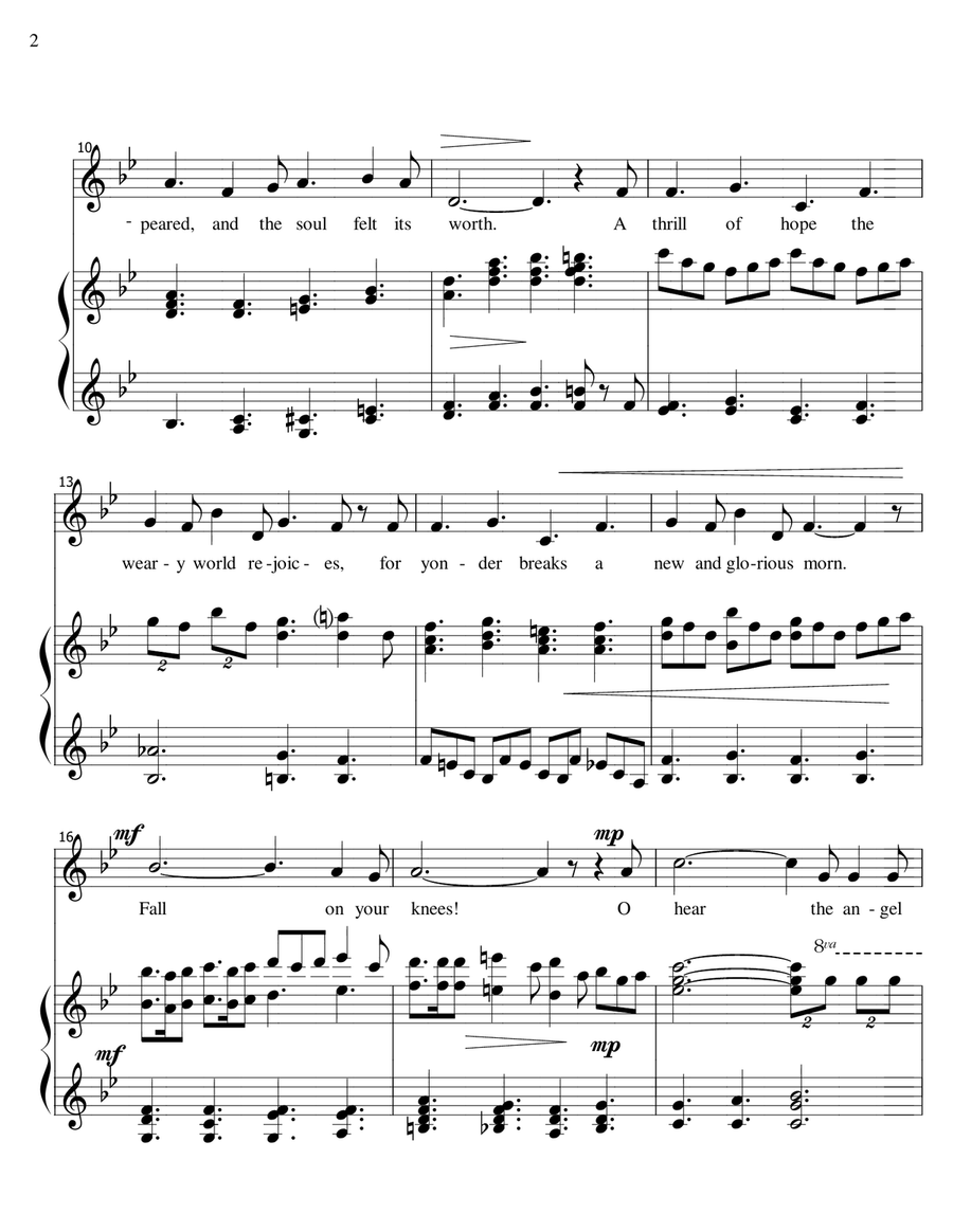 O Holy Night - voice and piano, medium voice in Bb Piano, Vocal scores gallery preview page 2