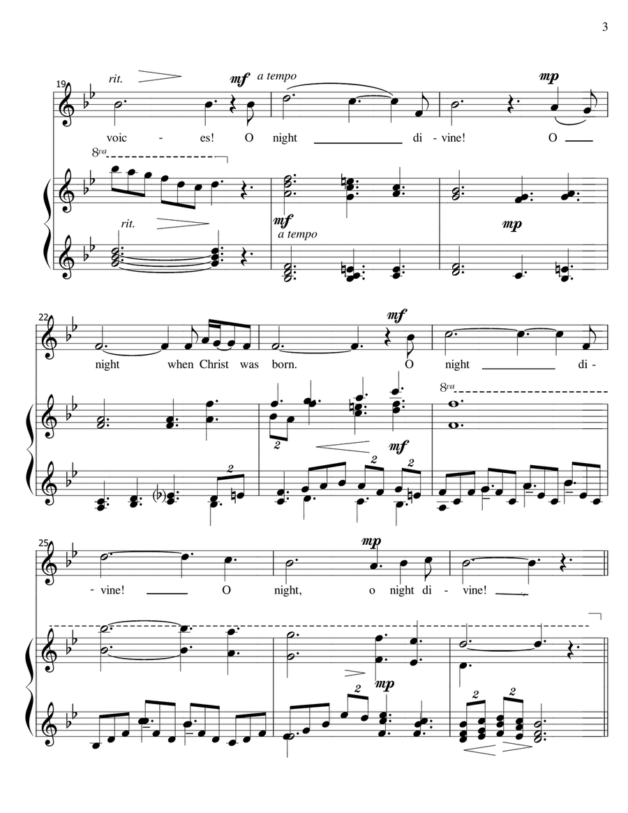 O Holy Night - voice and piano, medium voice in Bb Piano, Vocal scores gallery preview page 3