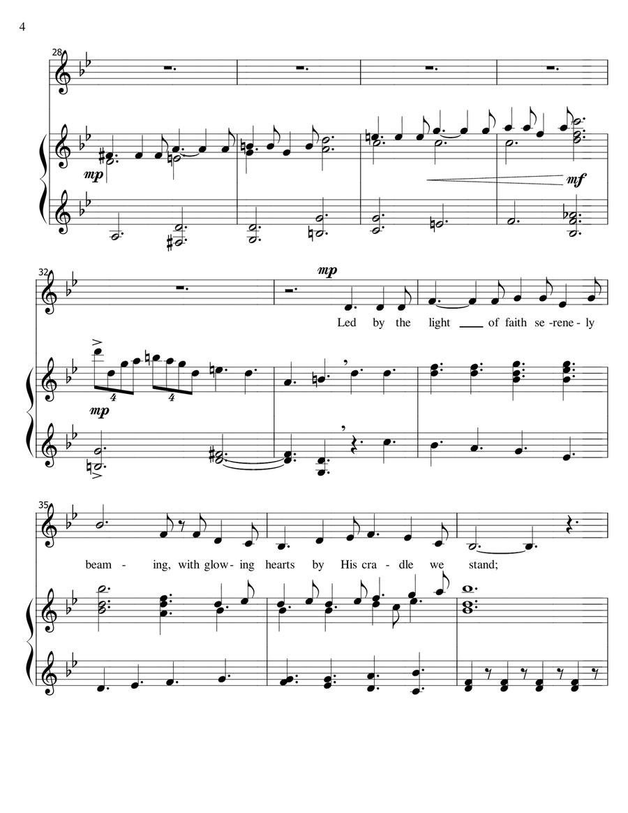 O Holy Night - voice and piano, medium voice in Bb Piano, Vocal scores gallery preview page 4