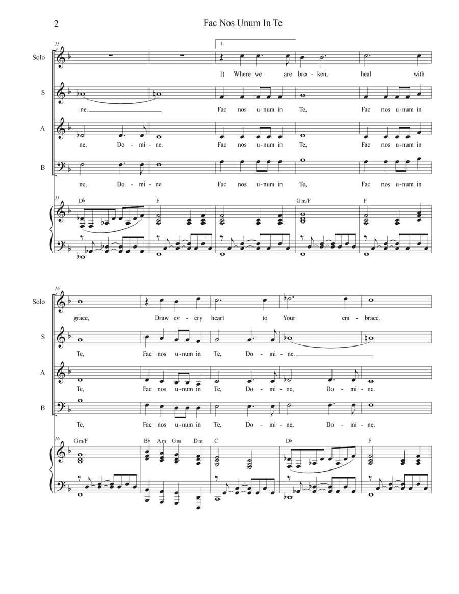 Fac Nos Unum In Te (Vocal solo with SAB) 3-Part scores gallery preview page 2