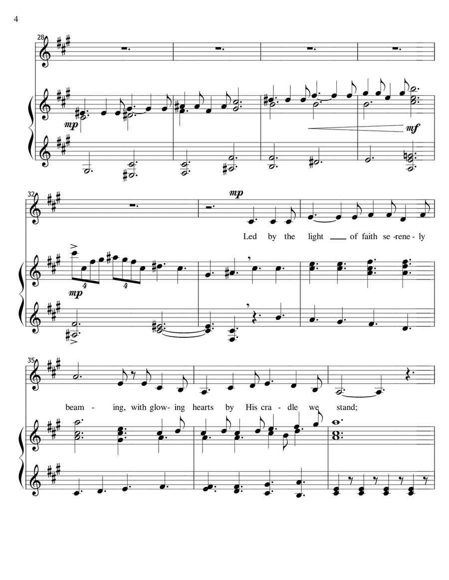 O Holy Night - voice and piano, low voice in A Piano, Vocal scores gallery preview page 4