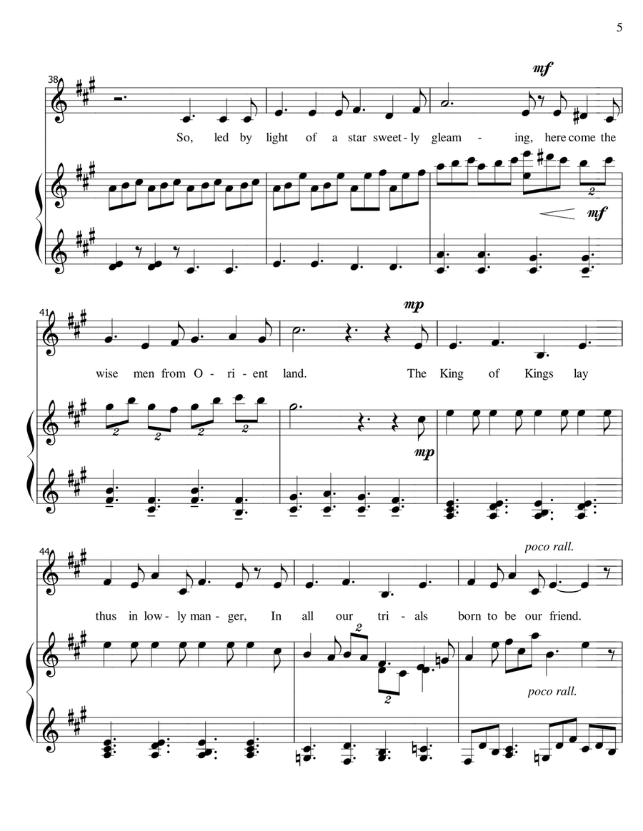 O Holy Night - voice and piano, low voice in A Piano, Vocal scores gallery preview page 5