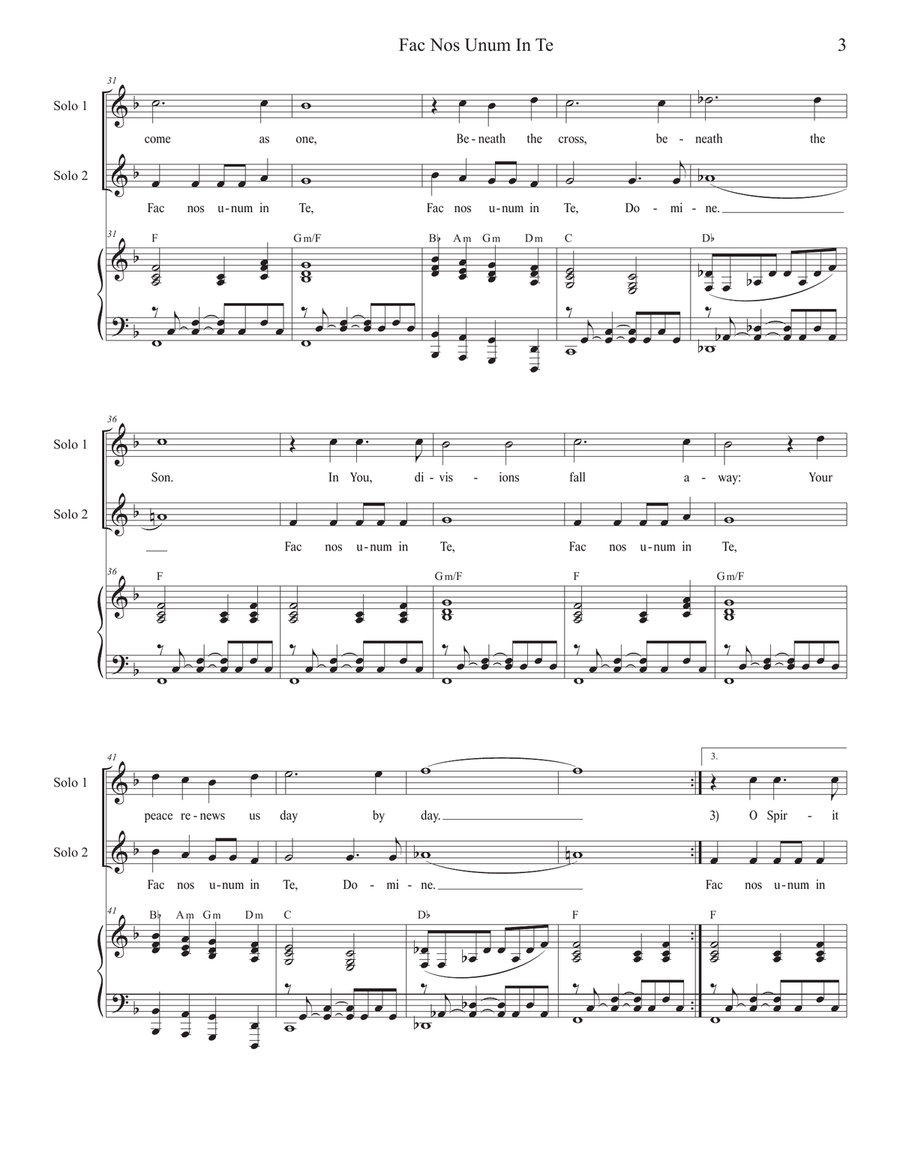 Fac Nos Unum In Te (Vocal Duet) Piano scores gallery preview page 3