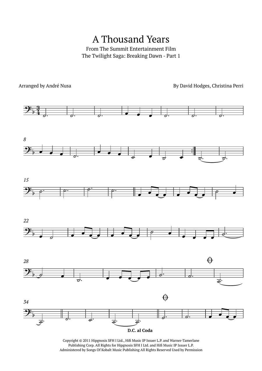 A Thousand Years Tuba scores gallery preview page 1