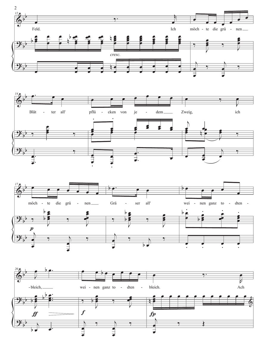 SCHUBERT: Die böse Farbe, D. 795 no. 17 (transposed to B-flat major) Piano, Vocal scores gallery preview page 3