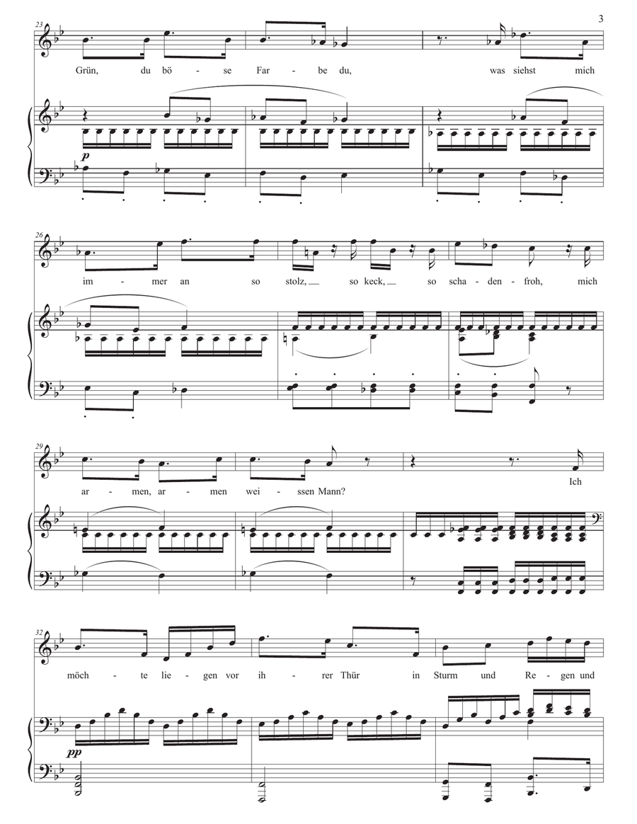 SCHUBERT: Die böse Farbe, D. 795 no. 17 (transposed to B-flat major) Piano, Vocal scores gallery preview page 4