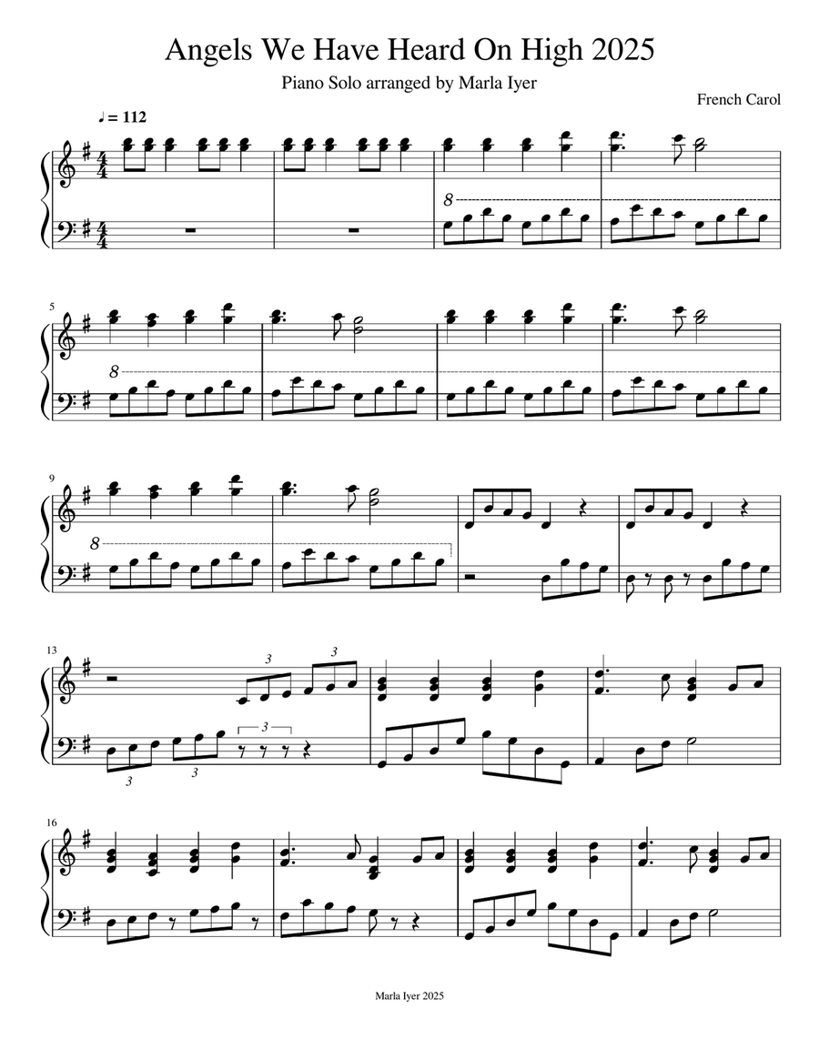 Angels We Have Heard On High Piano Solo scores gallery preview page 1
