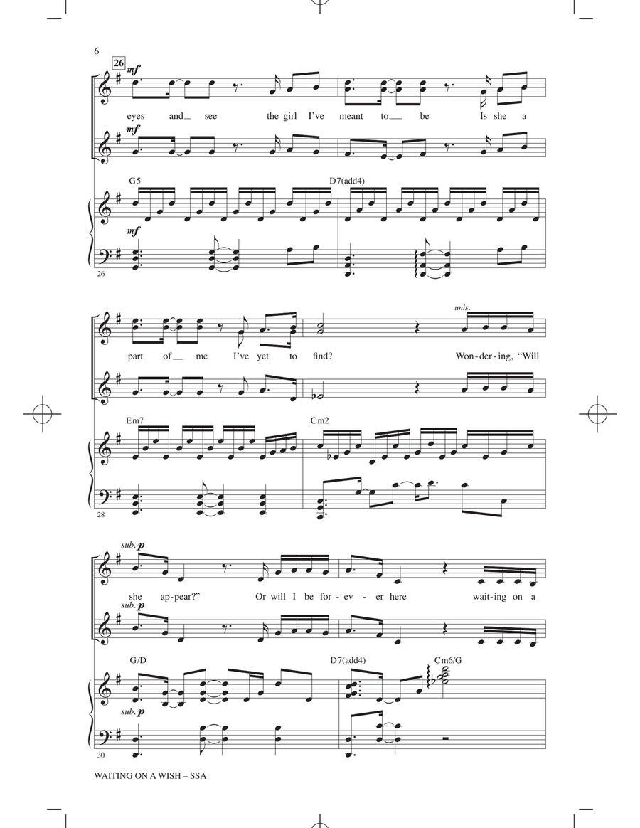 Waiting On A Wish (from Snow White) (arr. Mac Huff) SSA scores gallery preview page 5