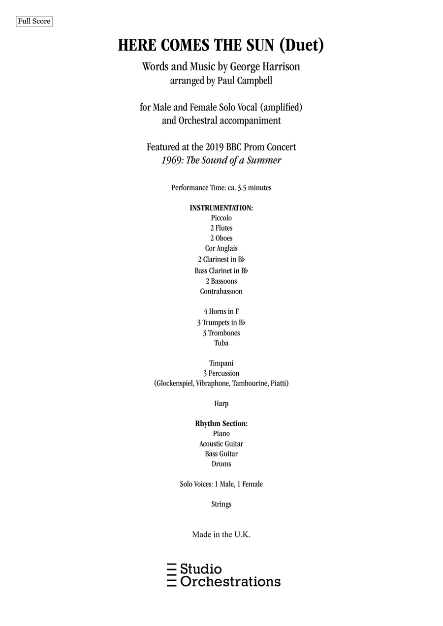 Here Comes The Sun Full Orchestra scores gallery preview page 1