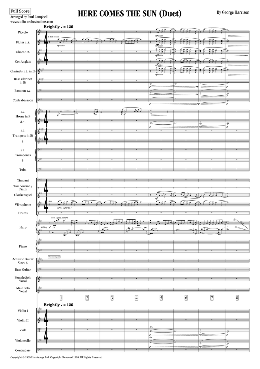 Here Comes The Sun Full Orchestra scores gallery preview page 2