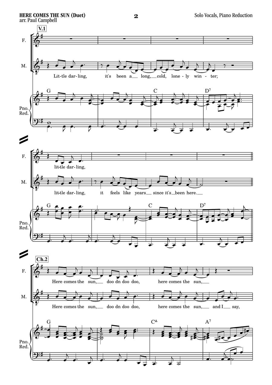 Here Comes The Sun Here Comes The Sun Piano, Vocal scores gallery preview page 2