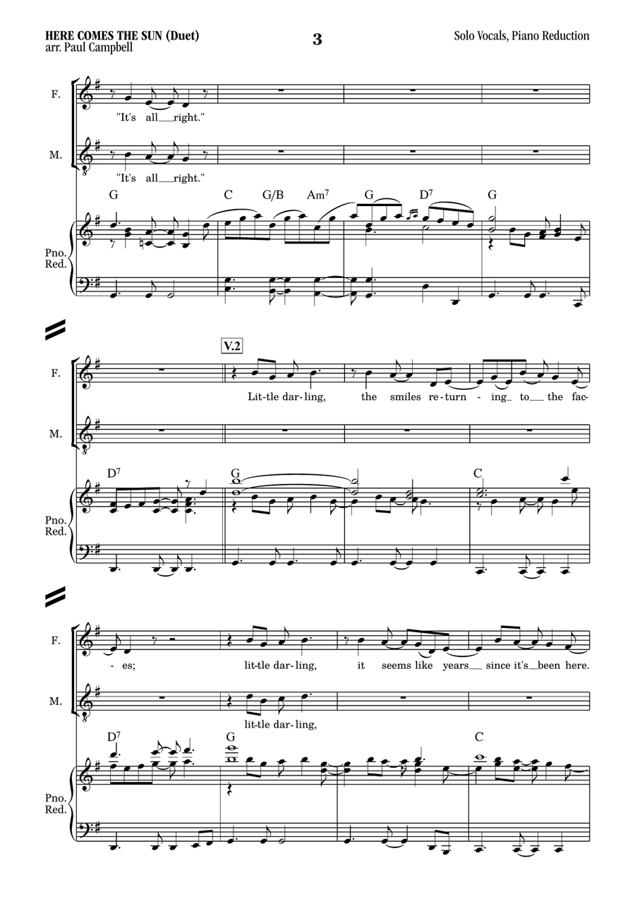 Here Comes The Sun Here Comes The Sun Piano, Vocal scores gallery preview page 3
