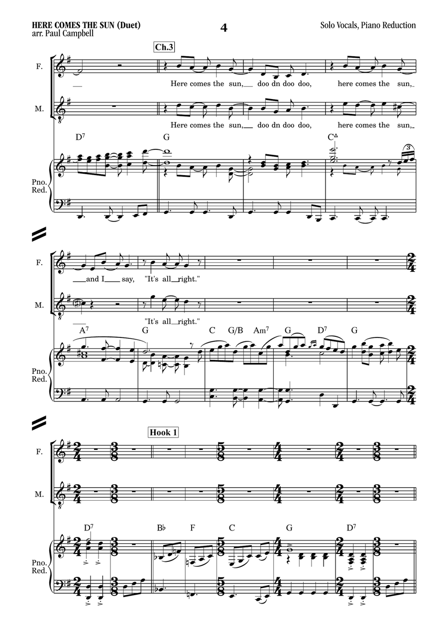 Here Comes The Sun Here Comes The Sun Piano, Vocal scores gallery preview page 4