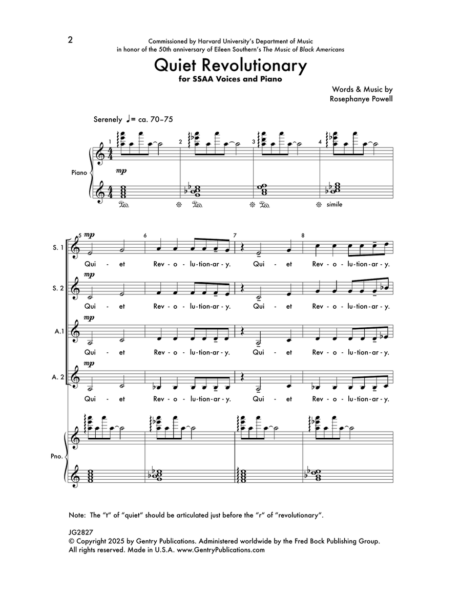 Quiet Revolutionary Quiet Revolutionary SSAA scores gallery preview page 1
