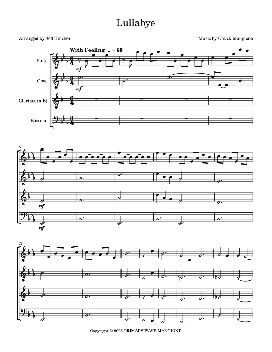 Lullabye Lullabye Woodwind Quartet scores gallery preview page 2