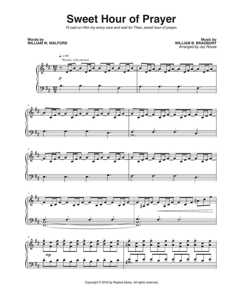 Sweet Hour of Prayer Piano Solo scores gallery preview page 1