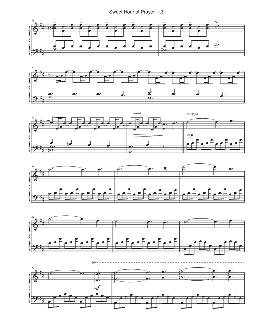 Sweet Hour of Prayer Piano Solo scores gallery preview page 2