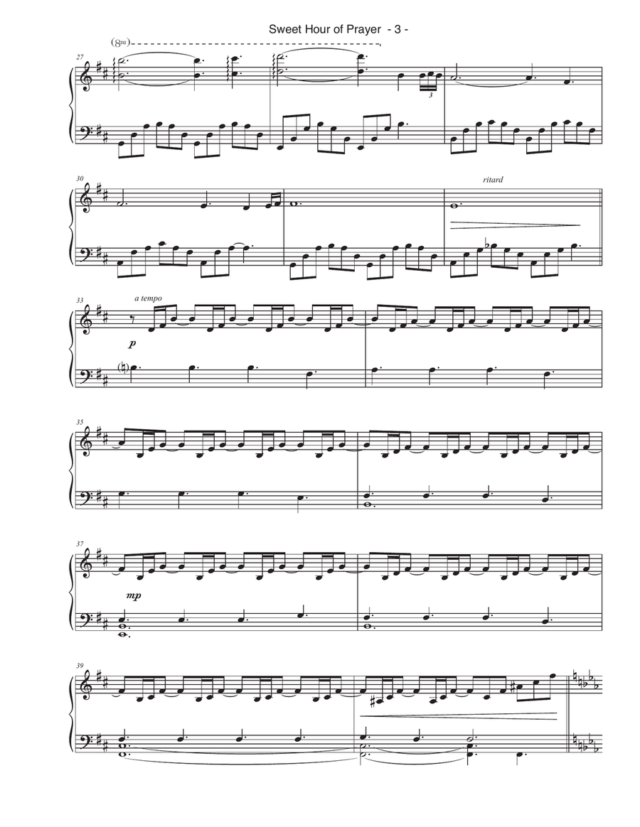 Sweet Hour of Prayer Piano Solo scores gallery preview page 3
