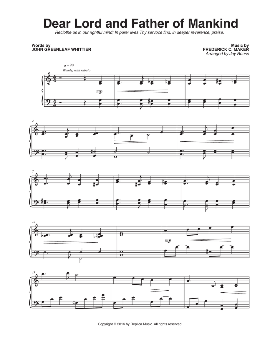 Dear Lord and Father of Mankind Piano Solo scores gallery preview page 1