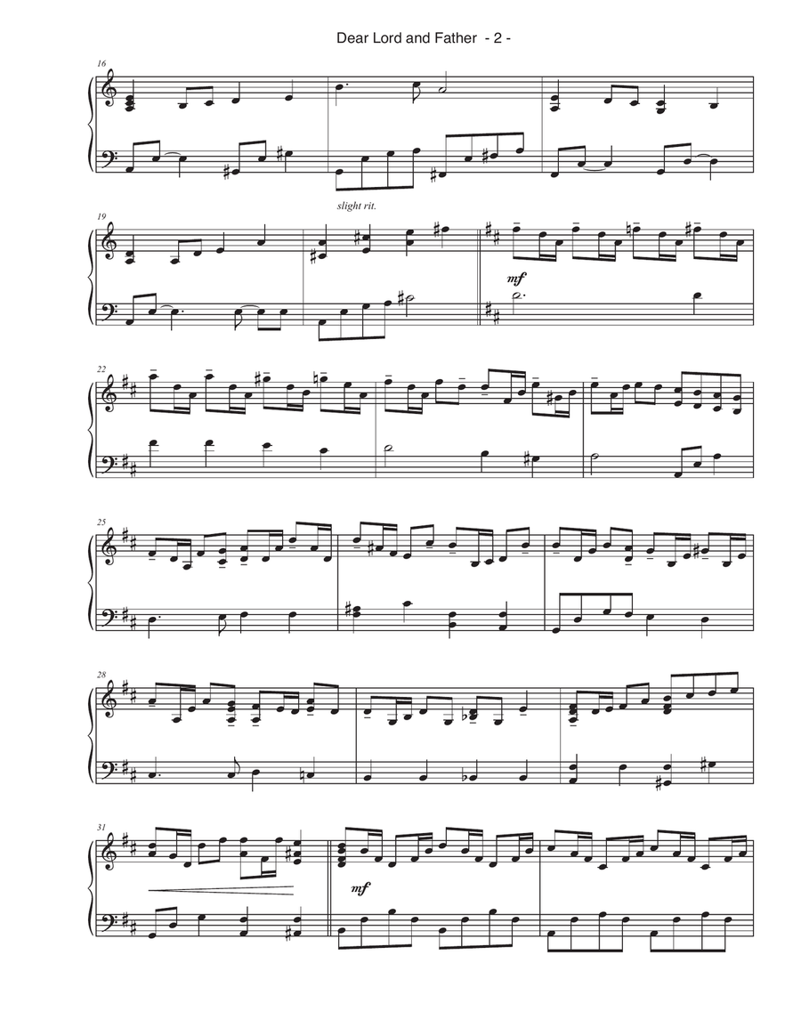 Dear Lord and Father of Mankind Piano Solo scores gallery preview page 2