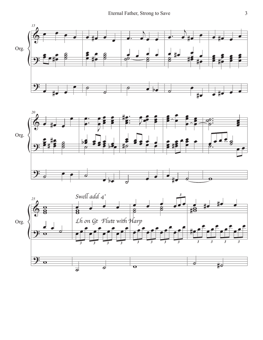 Eternal Father, Strong to Save ORGAN Solo Organ Solo scores gallery preview page 3