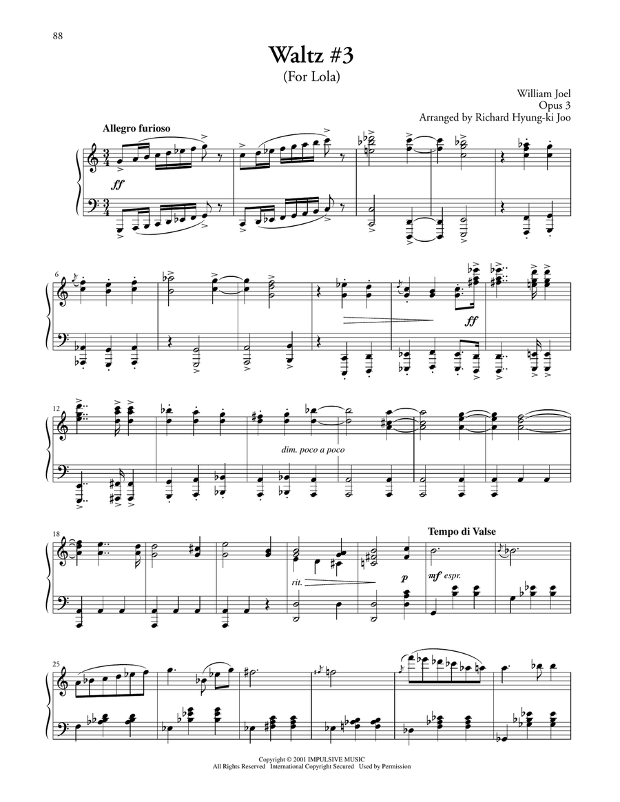 Waltz #3 (For Lola) Waltz #3 (For Lola) Piano Solo scores gallery preview page 1