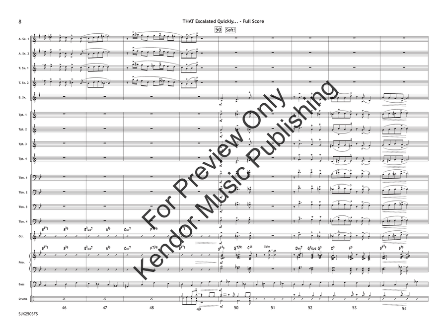 THAT Escalated Quickly... (Score) Jazz Ensemble - Sheet Music page 9