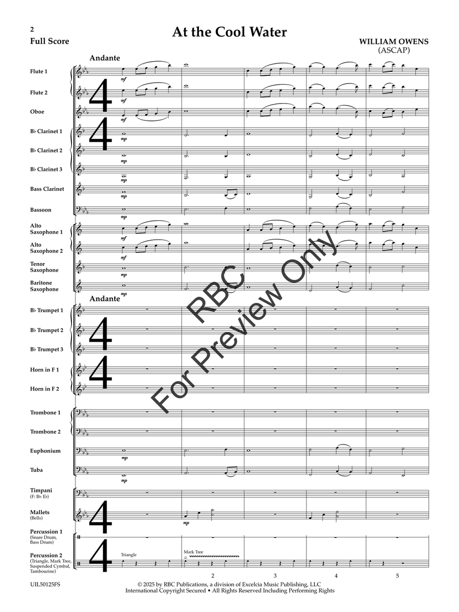 At the Cool Water (score) Concert Band scores gallery preview page 3