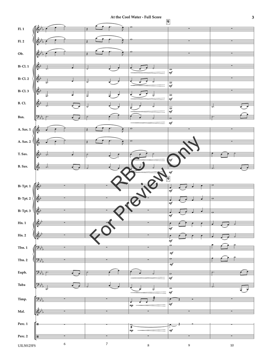 At the Cool Water (score) Concert Band scores gallery preview page 4