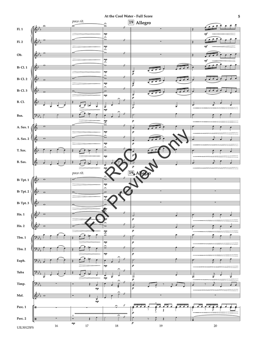 At the Cool Water (score) Concert Band scores gallery preview page 6