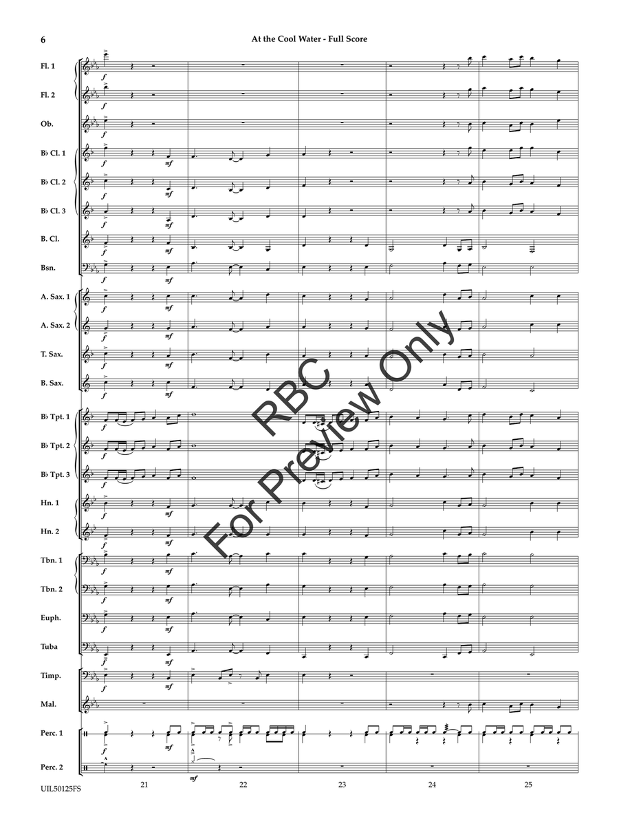 At the Cool Water (score) Concert Band scores gallery preview page 7