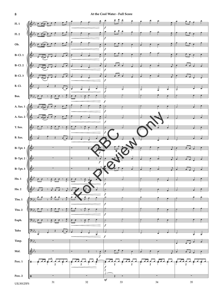At the Cool Water (score) Concert Band scores gallery preview page 9