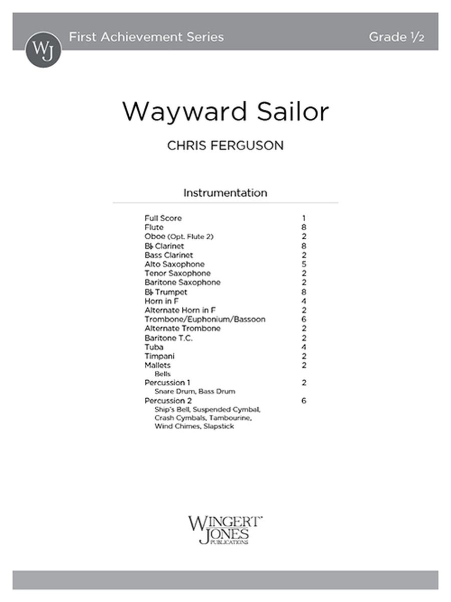 Wayward Sailor (Score) Wayward Sailor (Score) Concert Band scores gallery preview page 1