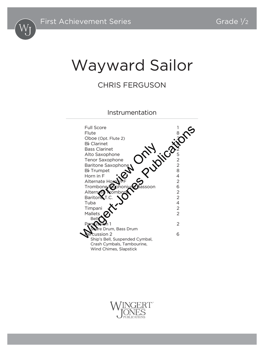 Wayward Sailor (Score) Wayward Sailor (Score) Concert Band scores gallery preview page 2