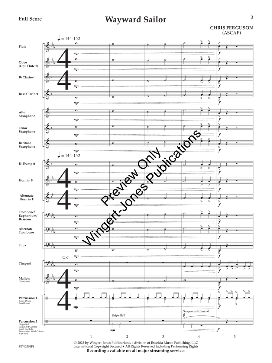 Wayward Sailor (Score) Wayward Sailor (Score) Concert Band scores gallery preview page 4