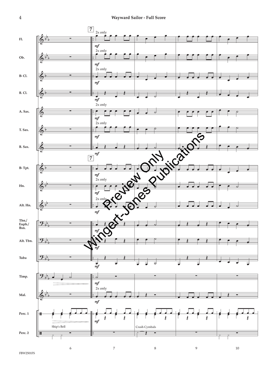 Wayward Sailor (Score) Wayward Sailor (Score) Concert Band scores gallery preview page 5