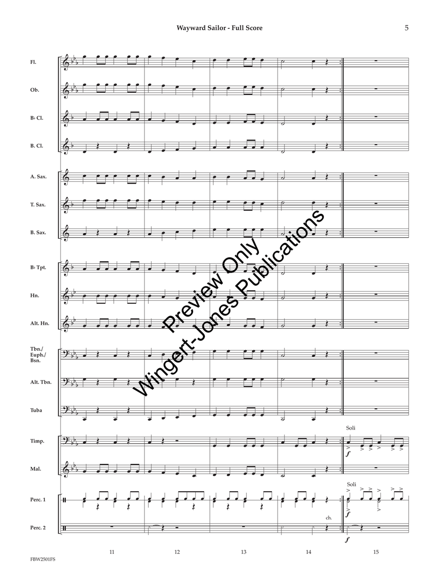Wayward Sailor (Score) Wayward Sailor (Score) Concert Band scores gallery preview page 6