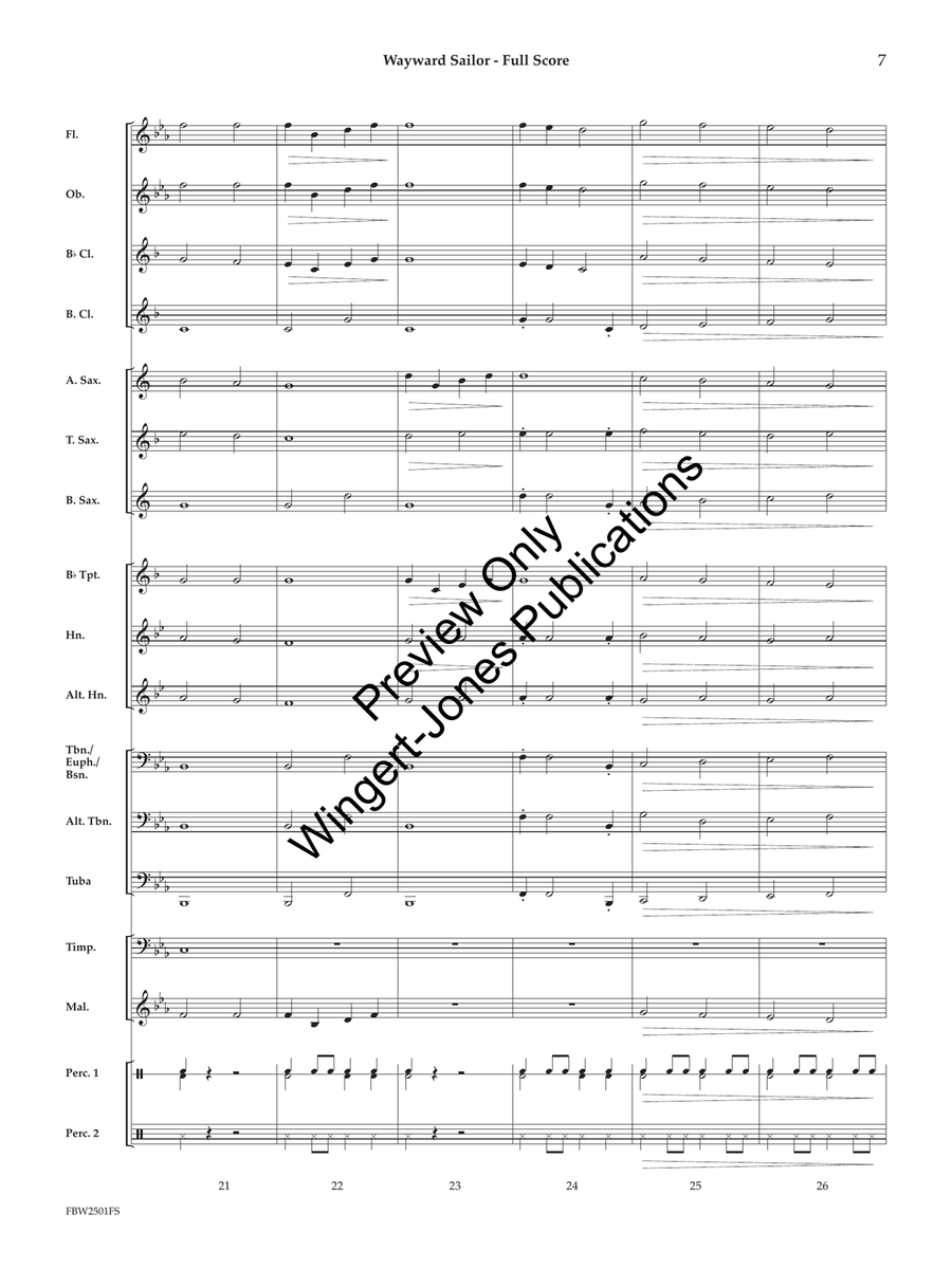 Wayward Sailor (Score) Wayward Sailor (Score) Concert Band scores gallery preview page 8
