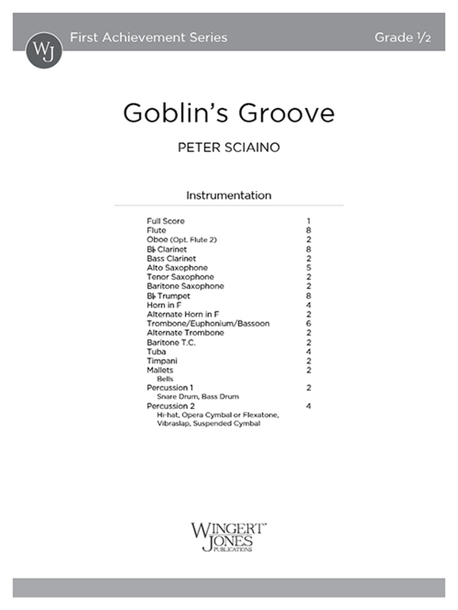 Goblin's Groove (Score) Goblin's Groove (Score) Concert Band scores gallery preview page 1