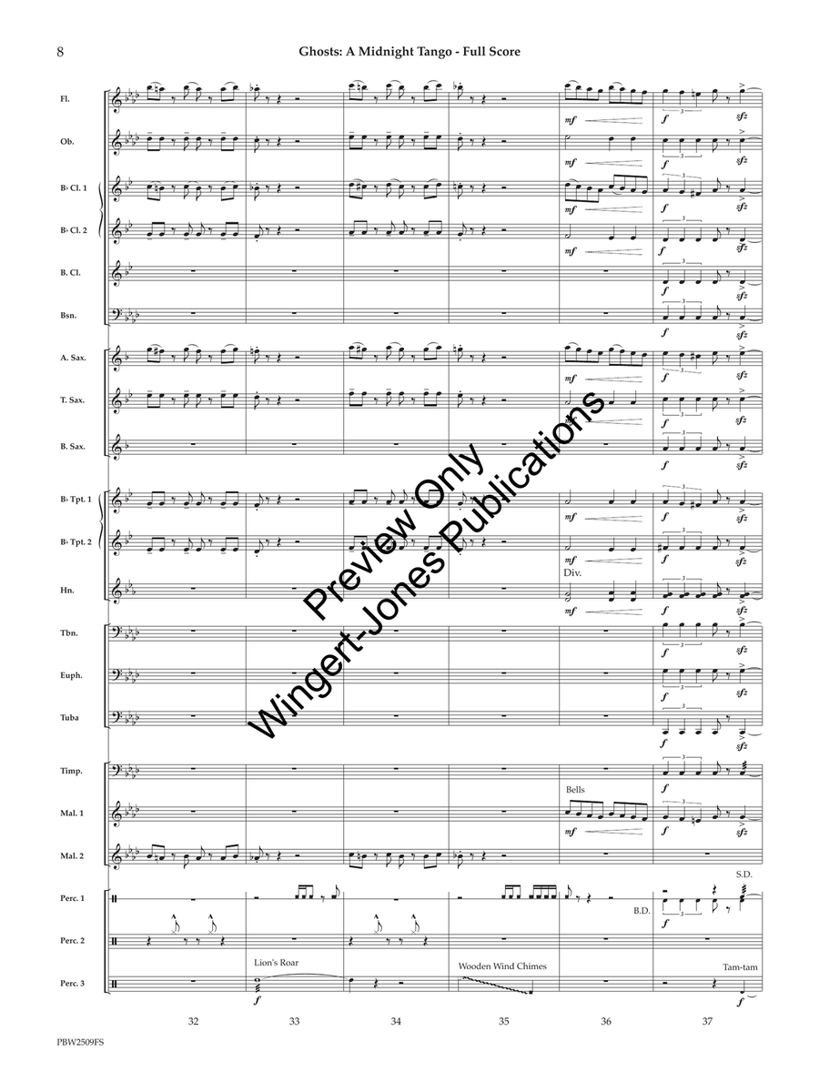Ghosts: A Midnight Tango (Score) Concert Band scores gallery preview page 9