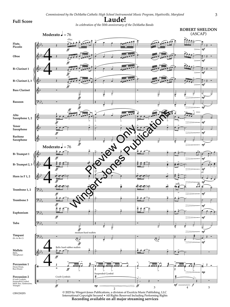 Laude! (Score) Laude! (Score) Concert Band scores gallery preview page 4
