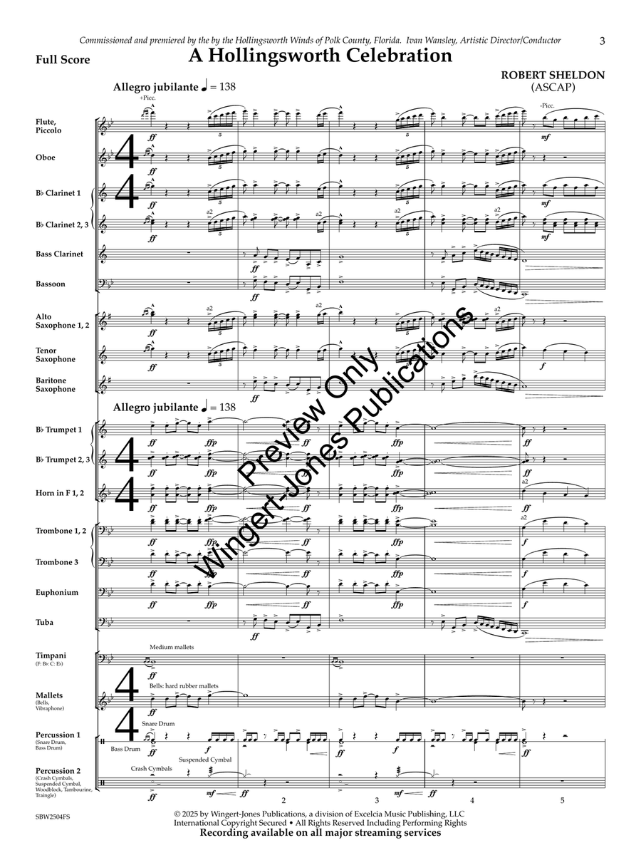 A Hollingsworth Celebration Concert Band scores gallery preview page 4