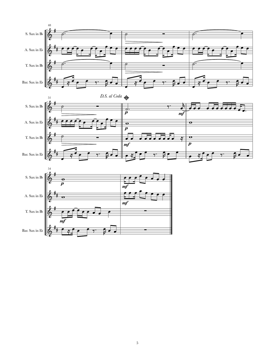 Hawaiian Roller Coaster Ride Saxophone Quartet scores gallery preview page 5