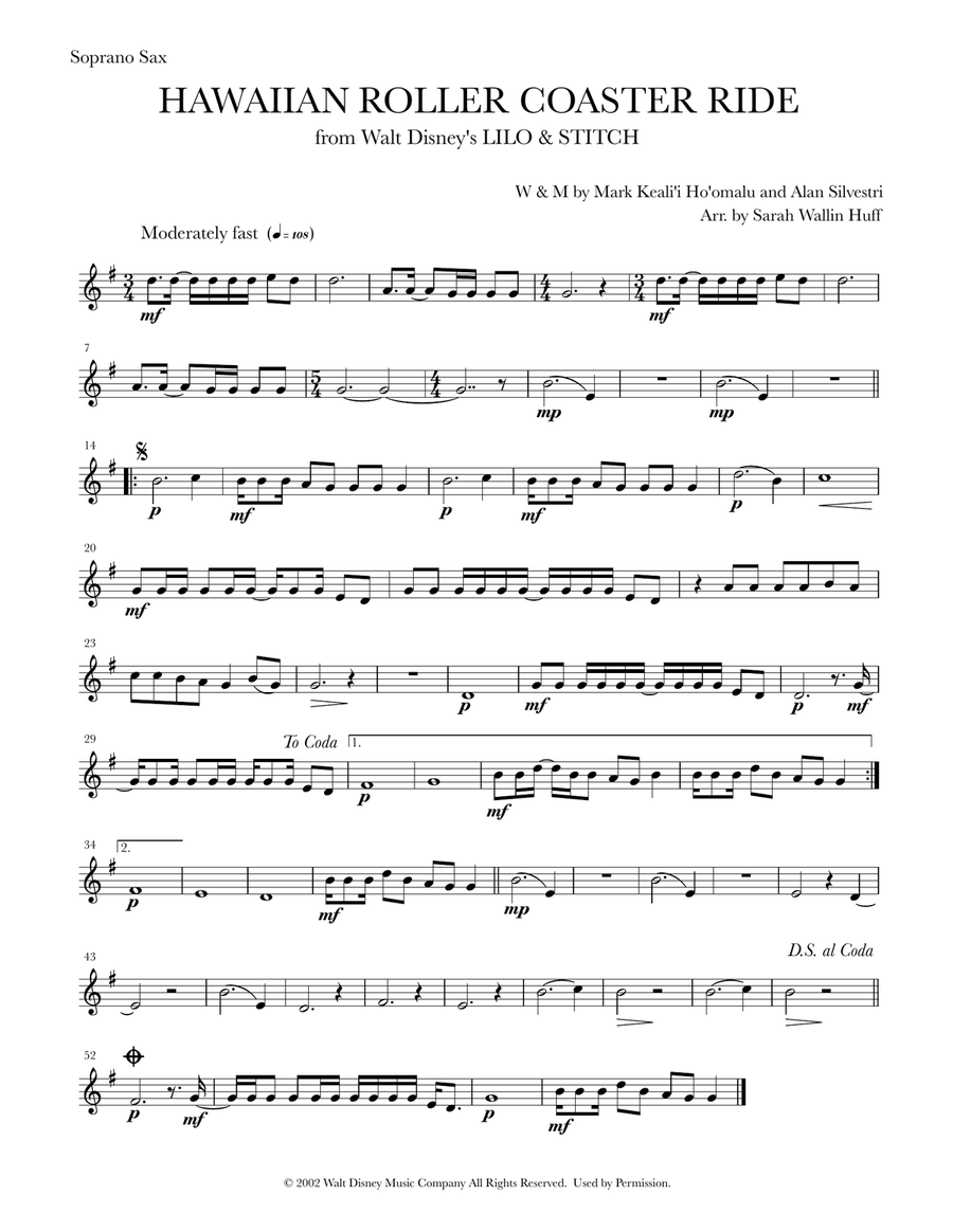 Hawaiian Roller Coaster Ride Saxophone Quartet scores gallery preview page 6