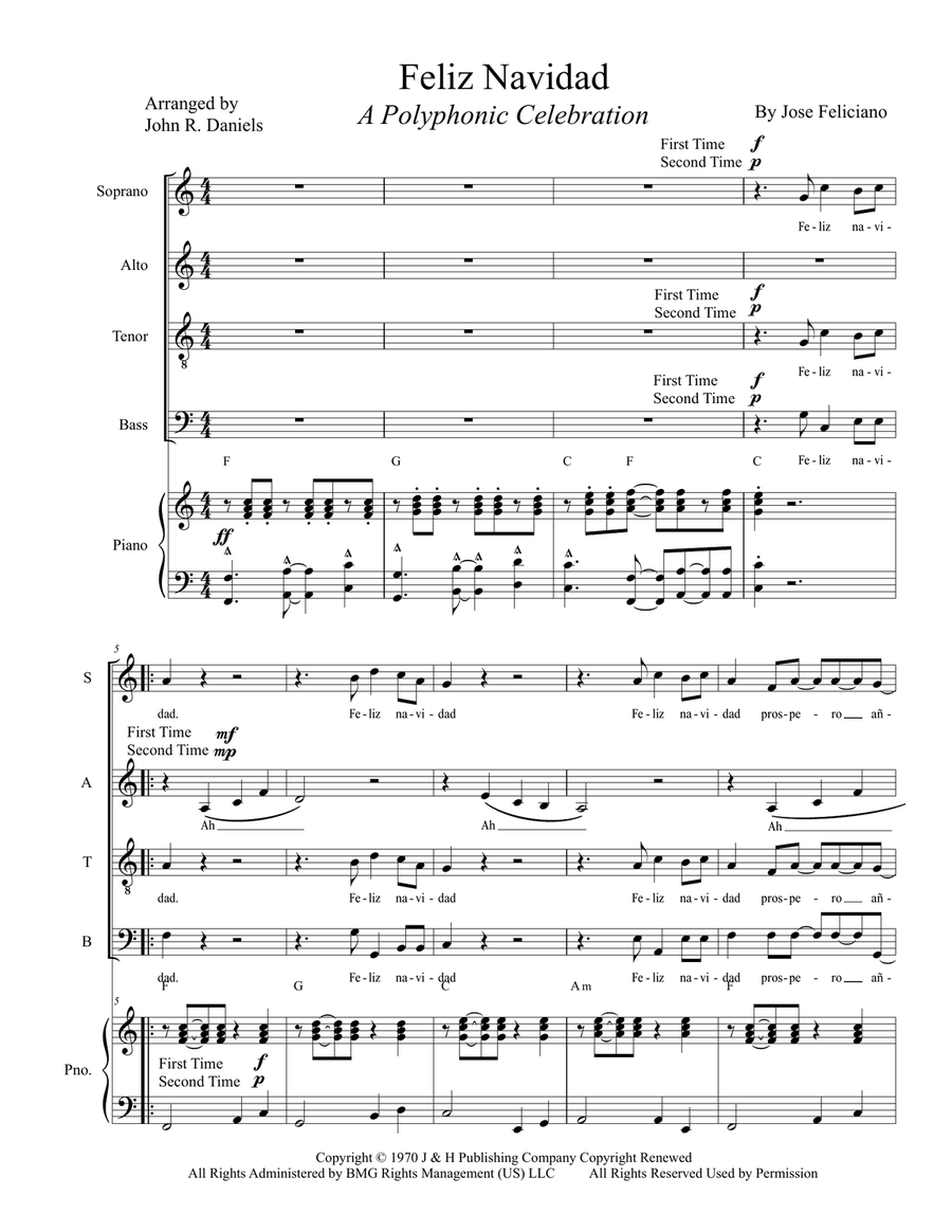 Feliz Navidad 4-Part scores gallery preview page 3