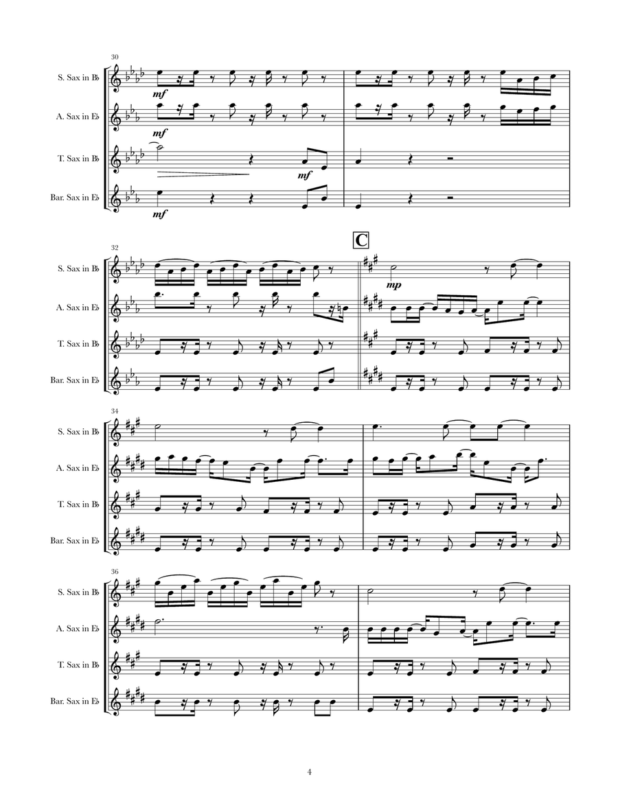 For The First Time In Forever Saxophone Quartet scores gallery preview page 4