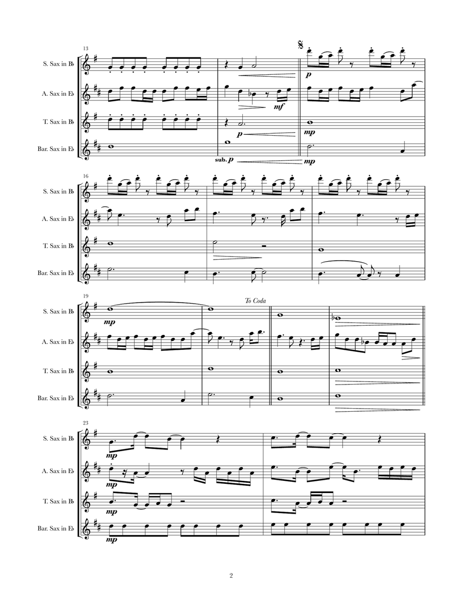 How Far I'll Go How Far I'll Go Saxophone Quartet scores gallery preview page 2
